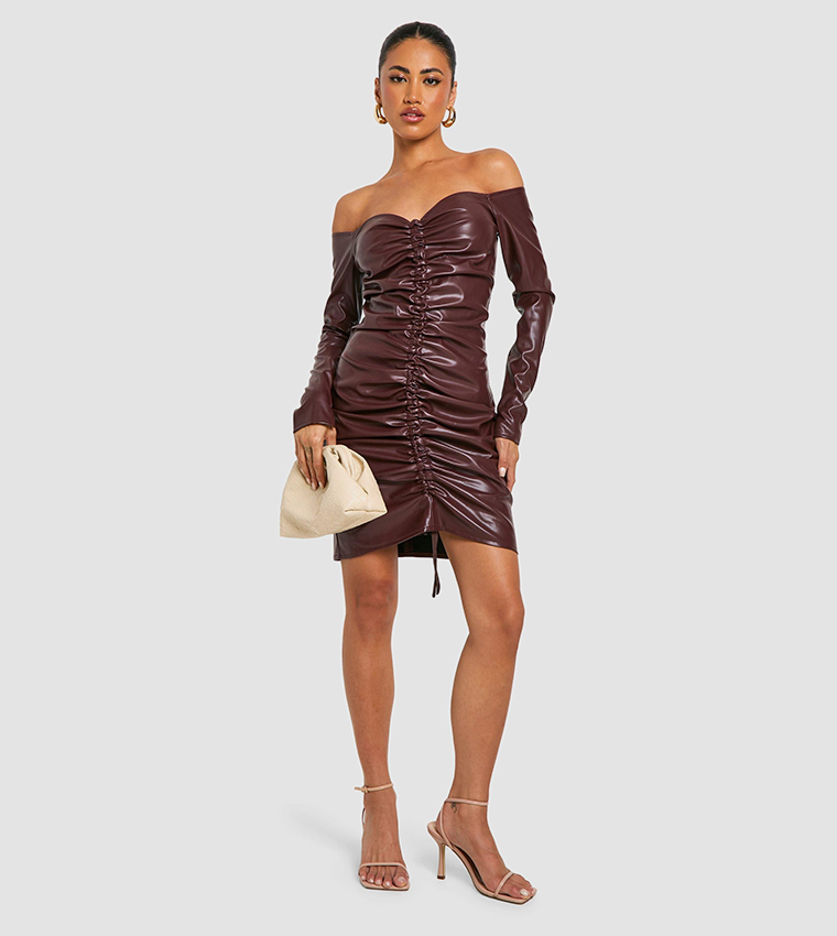 boohoo faux leather dress Faux Leather Midi Dress – Mlameh Fashion main image 0