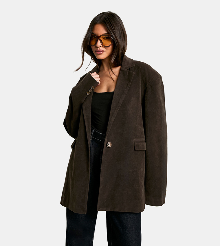 Vintage Look Suedette Oversized Blazer