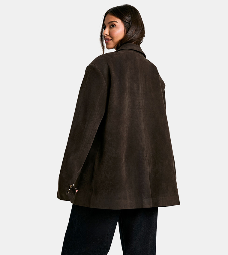 Vintage Look Suedette Oversized Blazer
