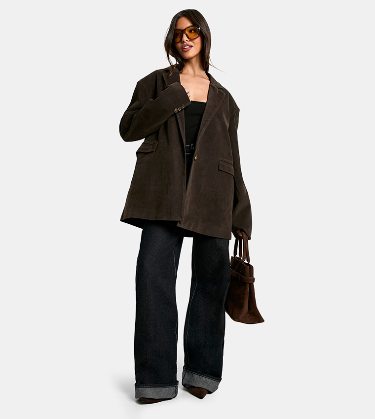 Vintage Look Suedette Oversized Blazer