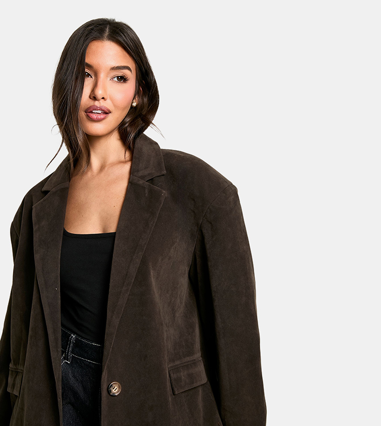Vintage Look Suedette Oversized Blazer