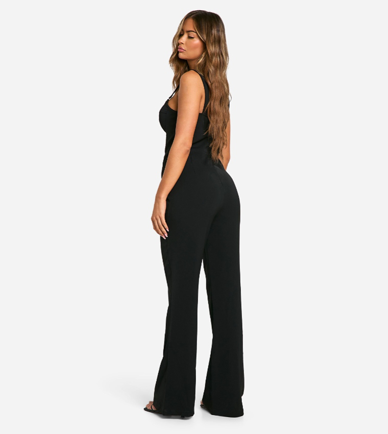 Solid Strappy Wide Leg Jumpsuit