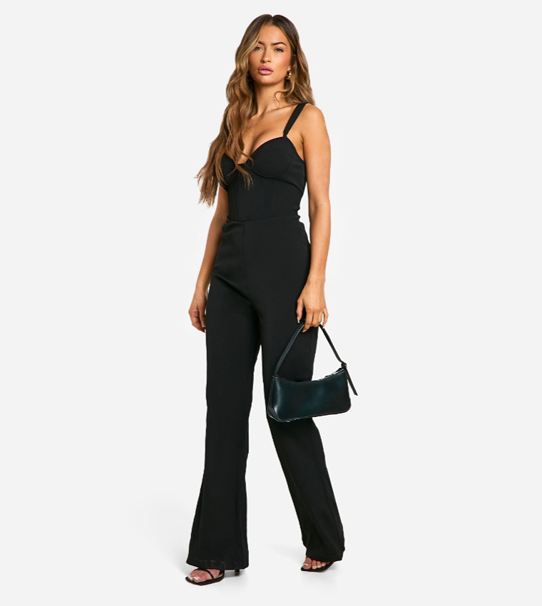 Solid Strappy Wide Leg Jumpsuit