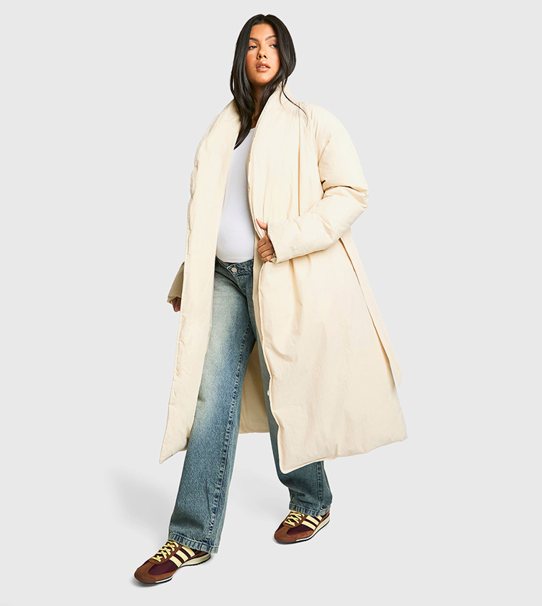 Belted Duvet Puffer Maternity Coat