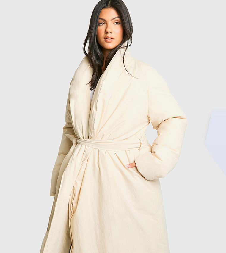 Belted Duvet Puffer Maternity Coat