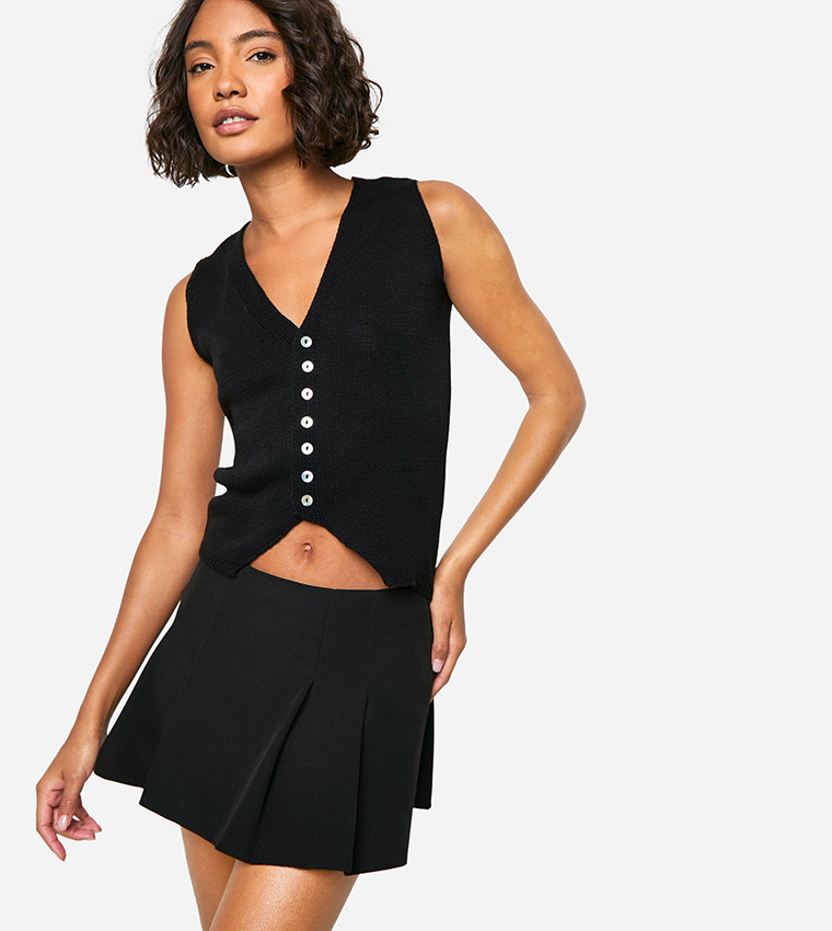 Tall Knitted Ribbed Sleeveless Cardigan