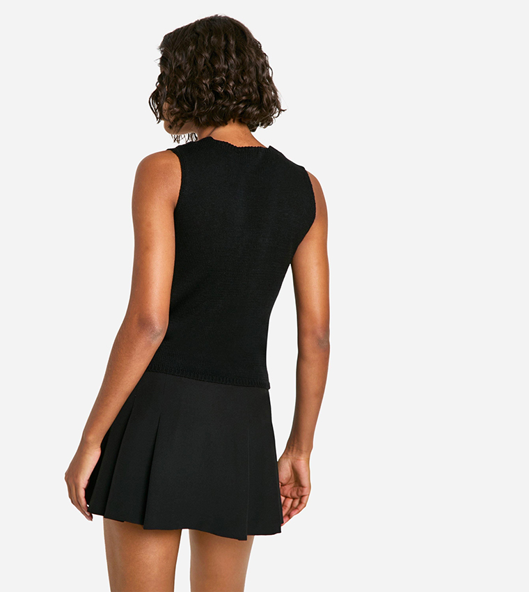 Tall Knitted Ribbed Sleeveless Cardigan