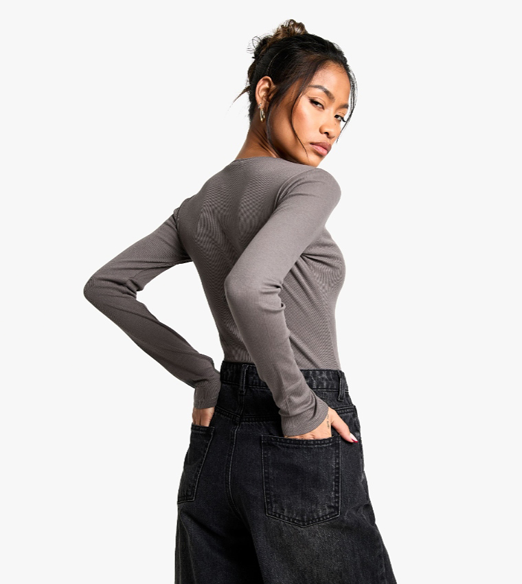 2 Pack Solid Crew Neck Long Sleeves Bodysuit