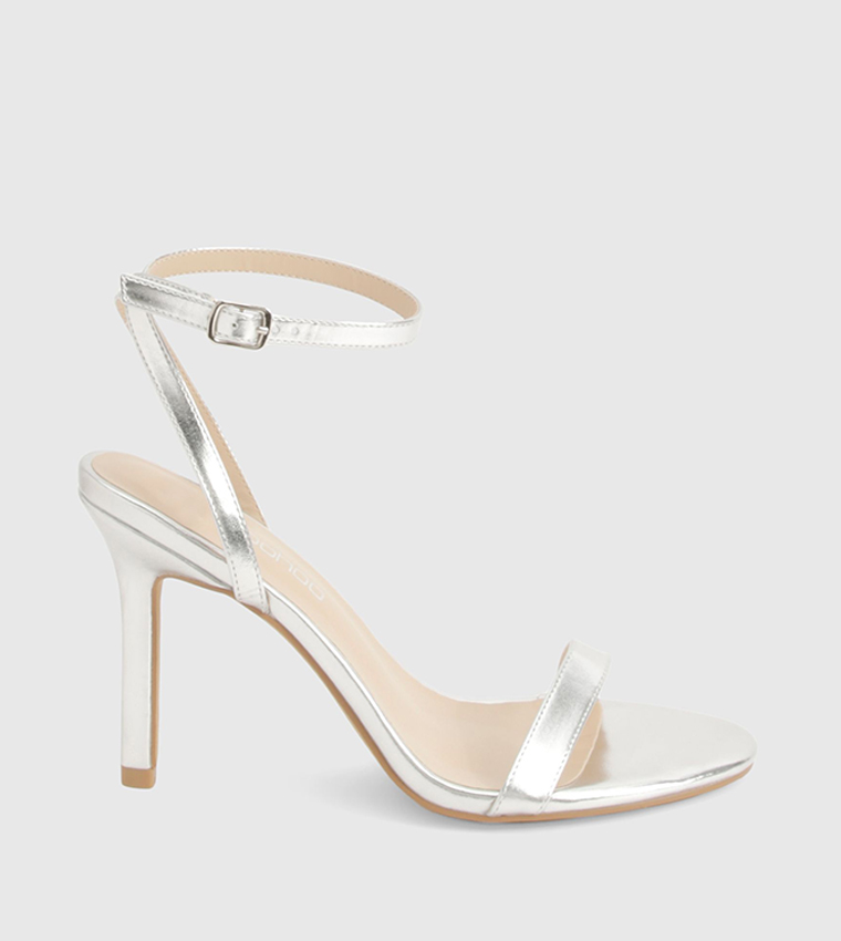 Wide Fit Metallic  Ankle Strap Heeled Sandals