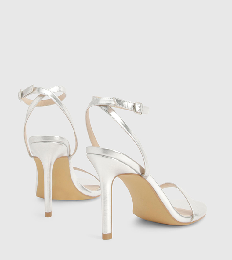 Wide Fit Metallic  Ankle Strap Heeled Sandals