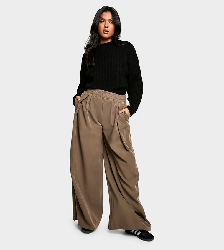 Maternity Elastic Waist Woven Wide Leg Trousers