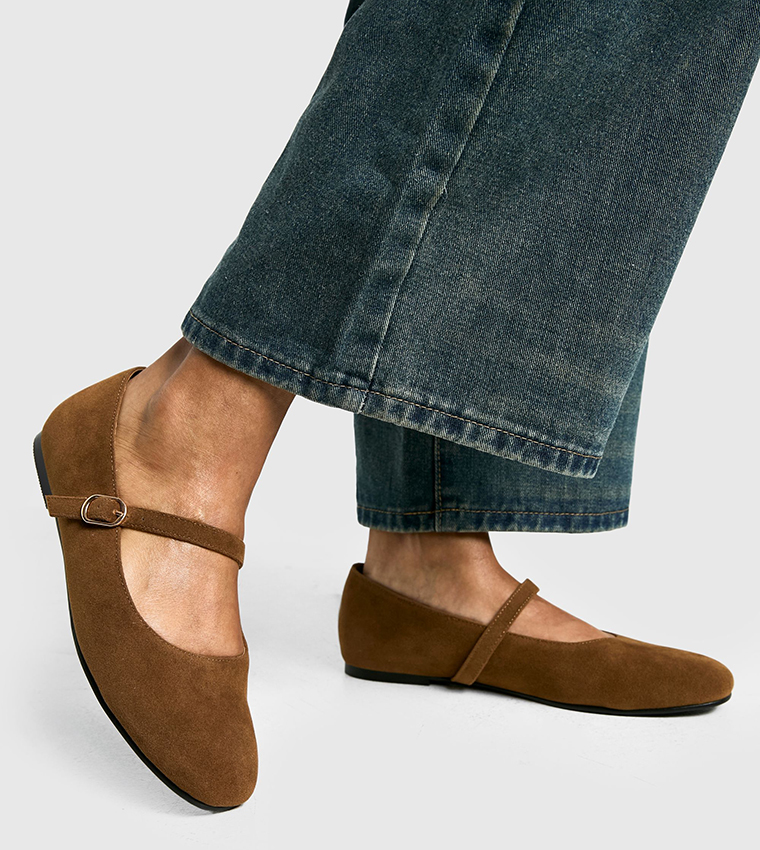 Faux Suede Mary Jane Shoes