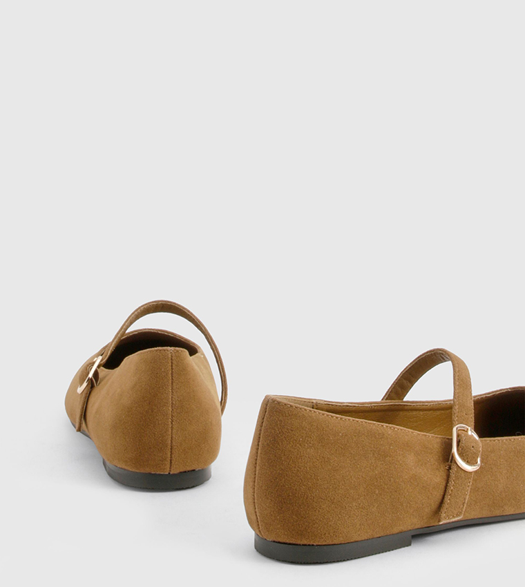 Faux Suede Mary Jane Shoes