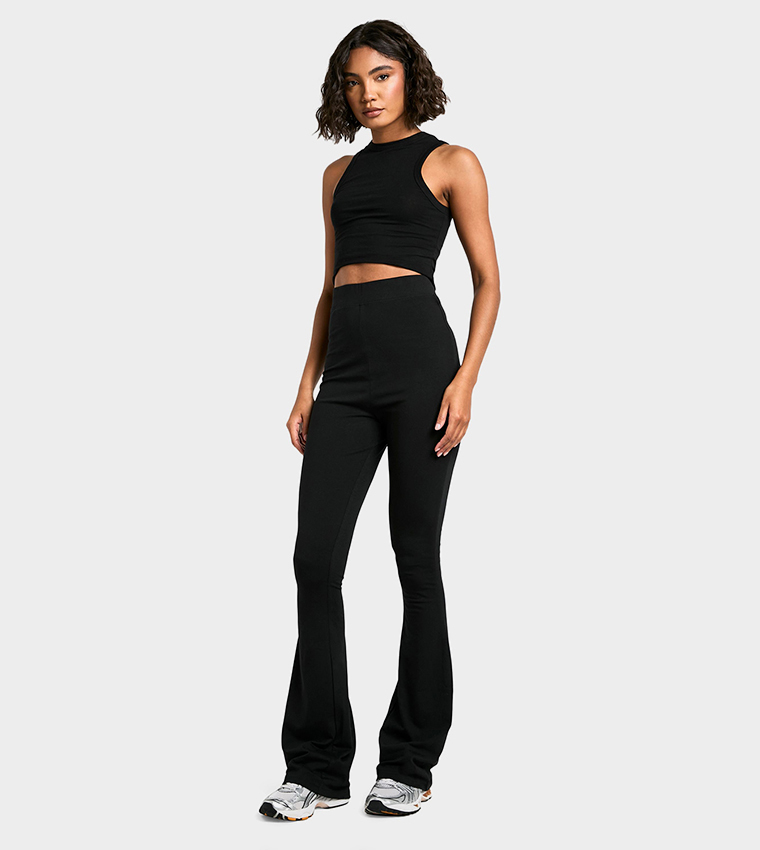 Tall Cotton Jersey Ruched Flared Leggings