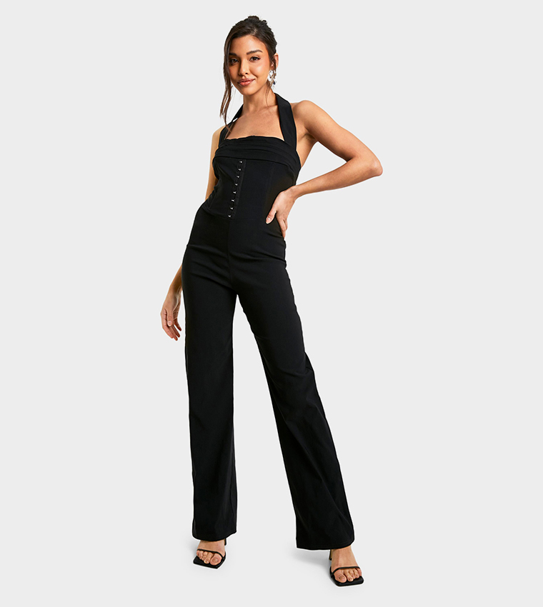 Bengaline Halterneck Corset Jumpsuit