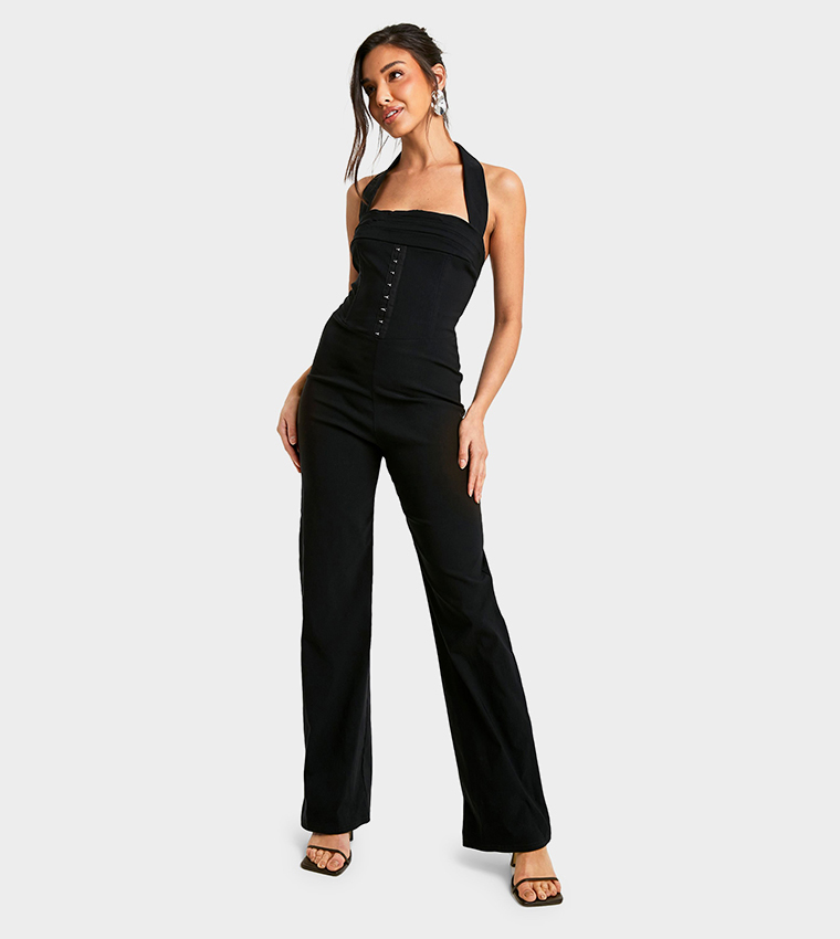 Bengaline Halterneck Corset Jumpsuit