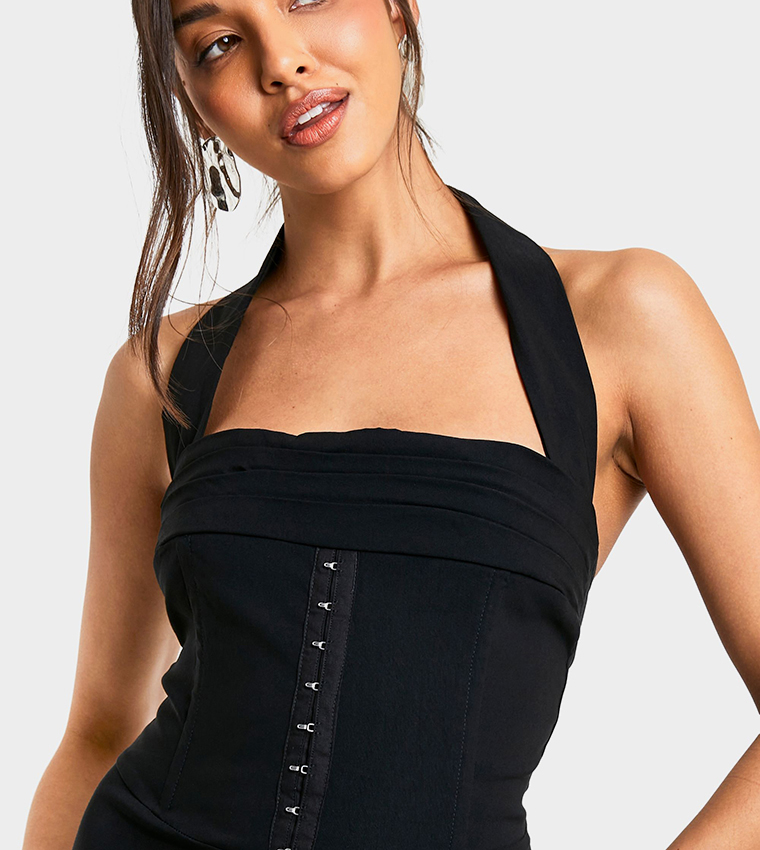 Bengaline Halterneck Corset Jumpsuit