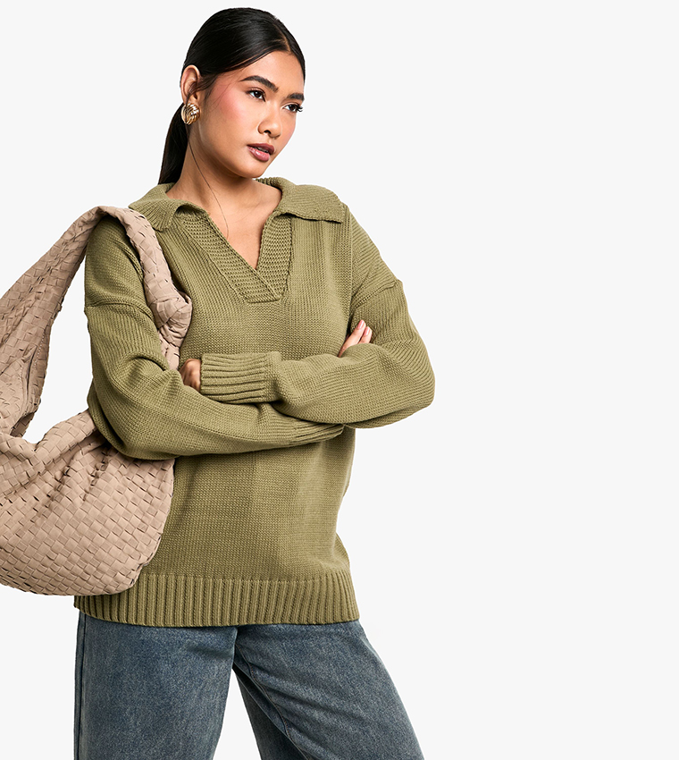 Knitted Collar Detail Jumper