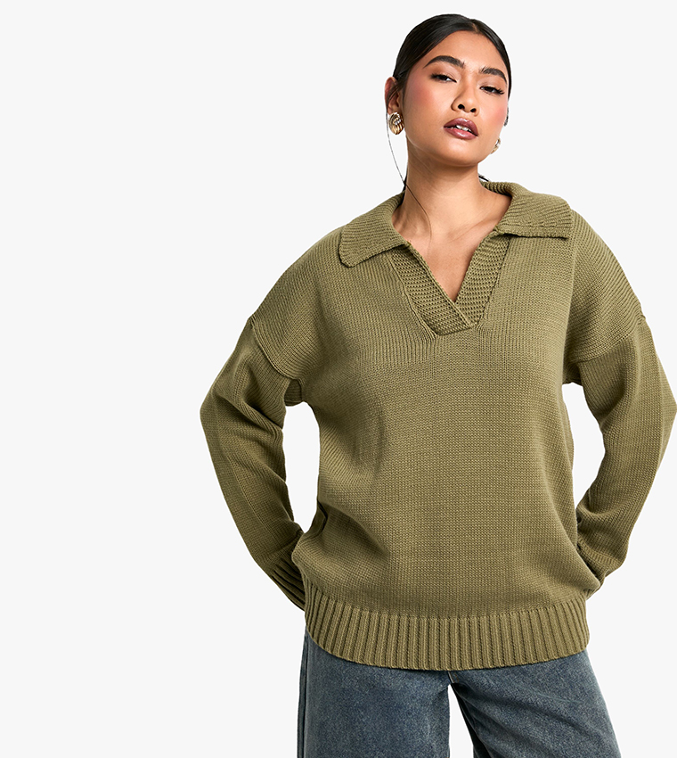 Knitted Collar Detail Jumper