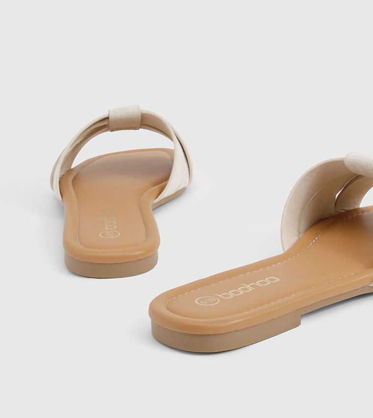 Wide Fit Woven Solid Flat Sandals