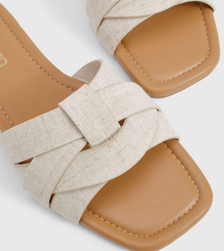 Wide Fit Woven Solid Flat Sandals
