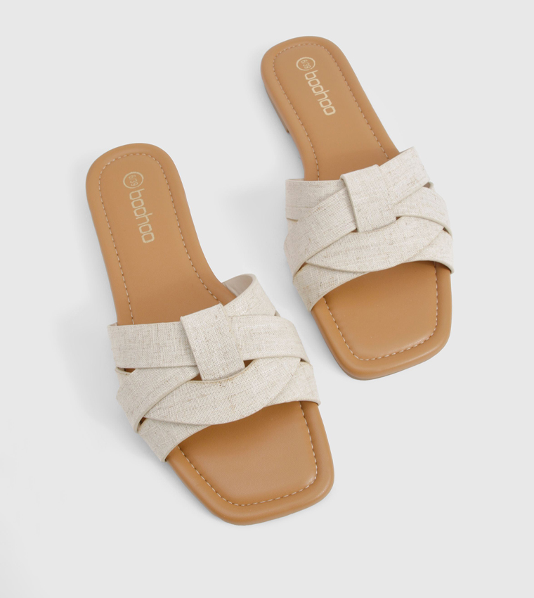 Wide Fit Woven Solid Flat Sandals