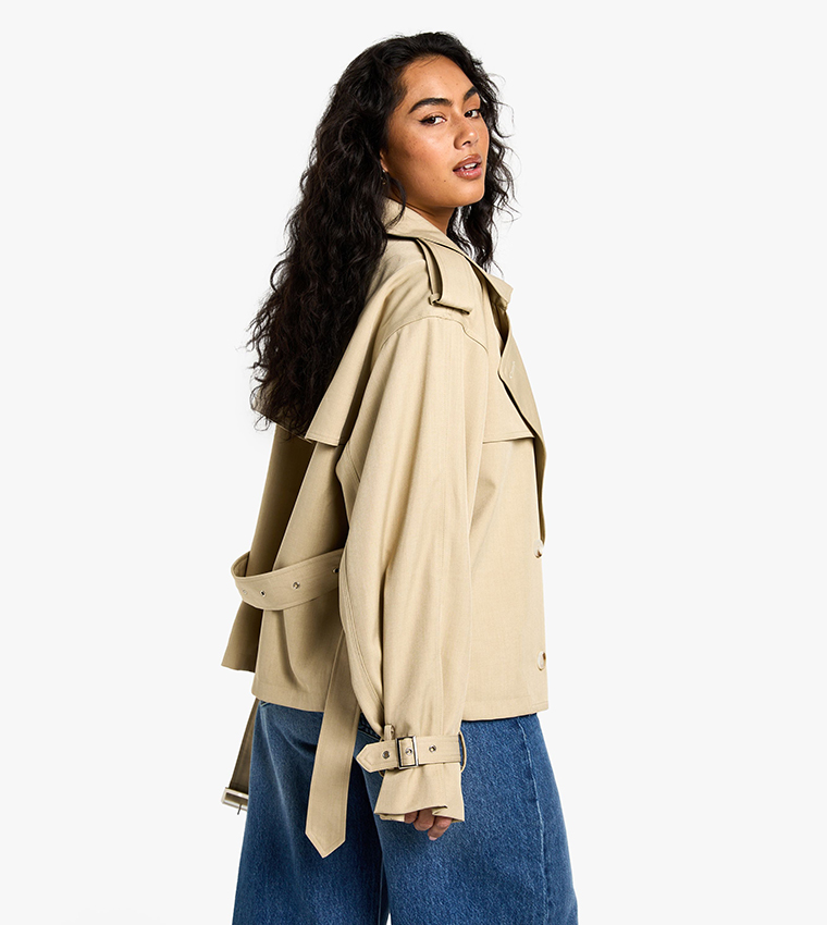 Belted Short Sleeves Trench Coat
