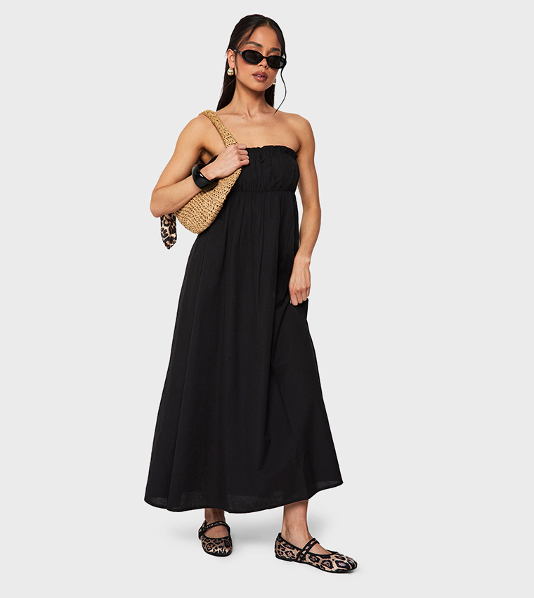 chinese dress ladies Midi linen dress BOHOL in Green
