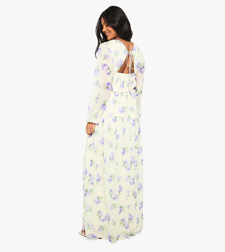 Maternity Chiffon Long Sleeves Maxi Dress