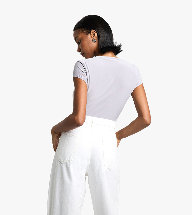 Double Layer Slinky Square Neck Bodysuit Top