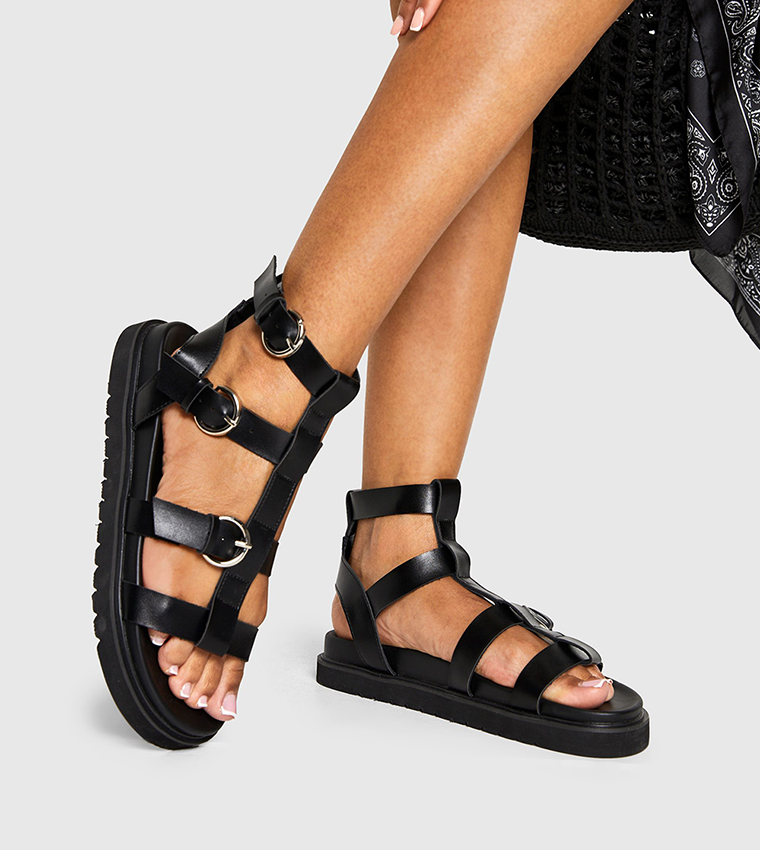بوهو - إكسبرس  الصنادل المسطحة - أسود Flat Sandals