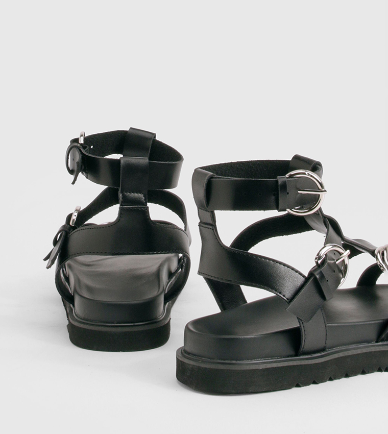 بوهو - إكسبرس  الصنادل المسطحة - أسود Flat Sandals