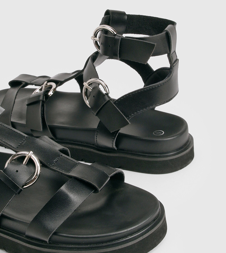 بوهو - إكسبرس  الصنادل المسطحة - أسود Flat Sandals