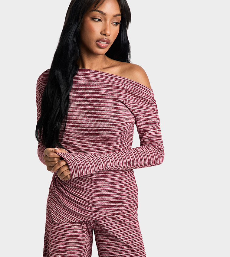 Striped Jersey Asymmetric Top
