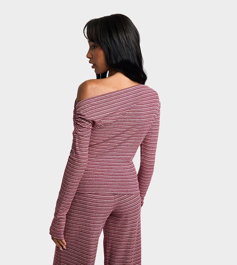 Striped Jersey Asymmetric Top