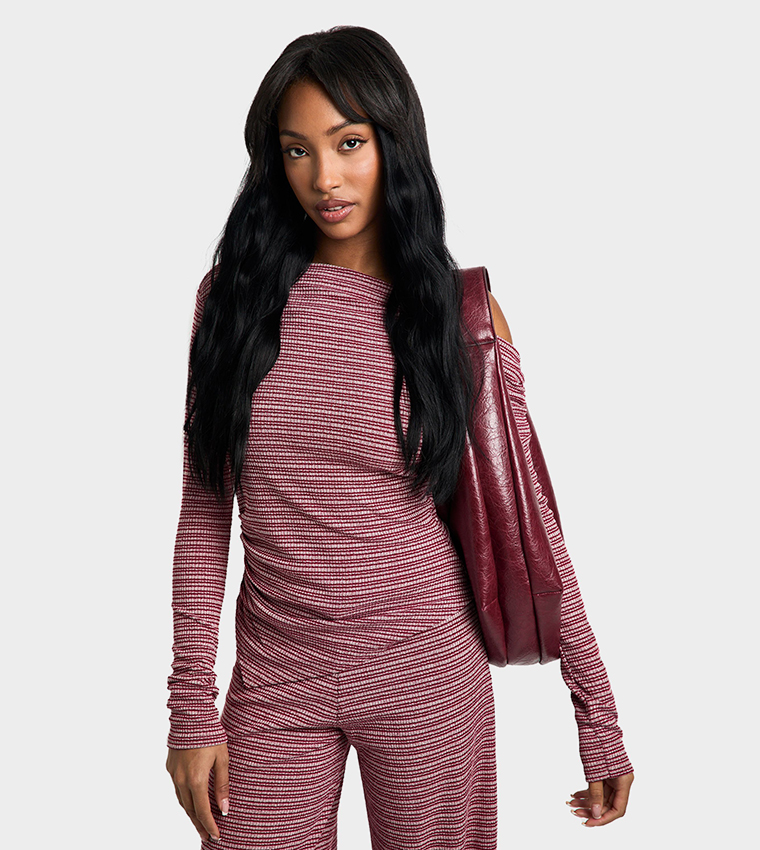 Striped Jersey Asymmetric Top