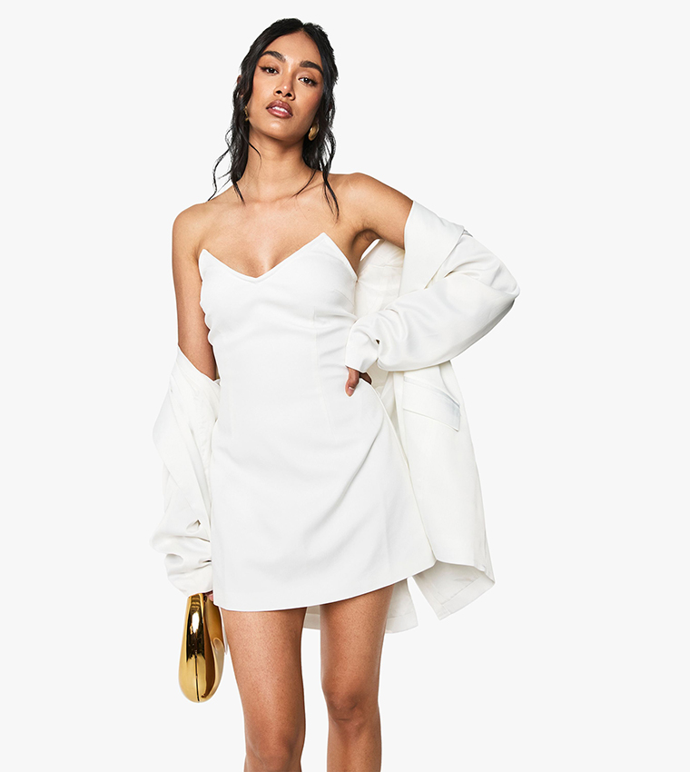 Solid Strapless Mini Dress