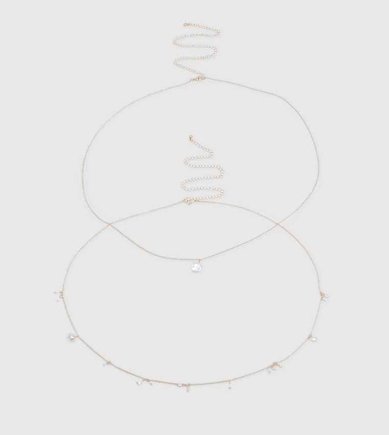 2 Pack Pearl Charm Belly Chain
