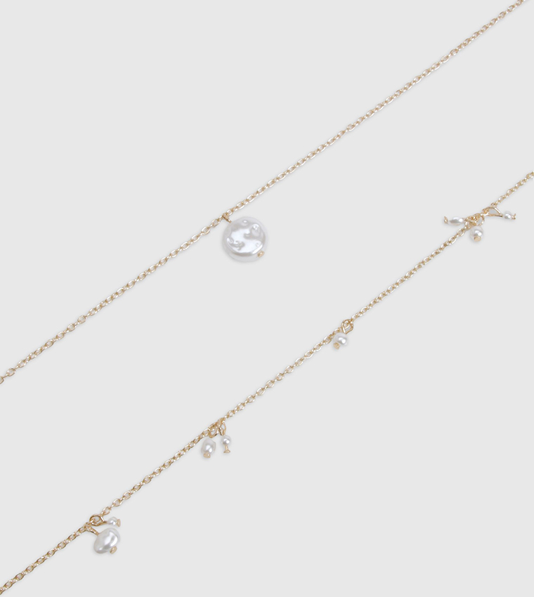 2 Pack Pearl Charm Belly Chain