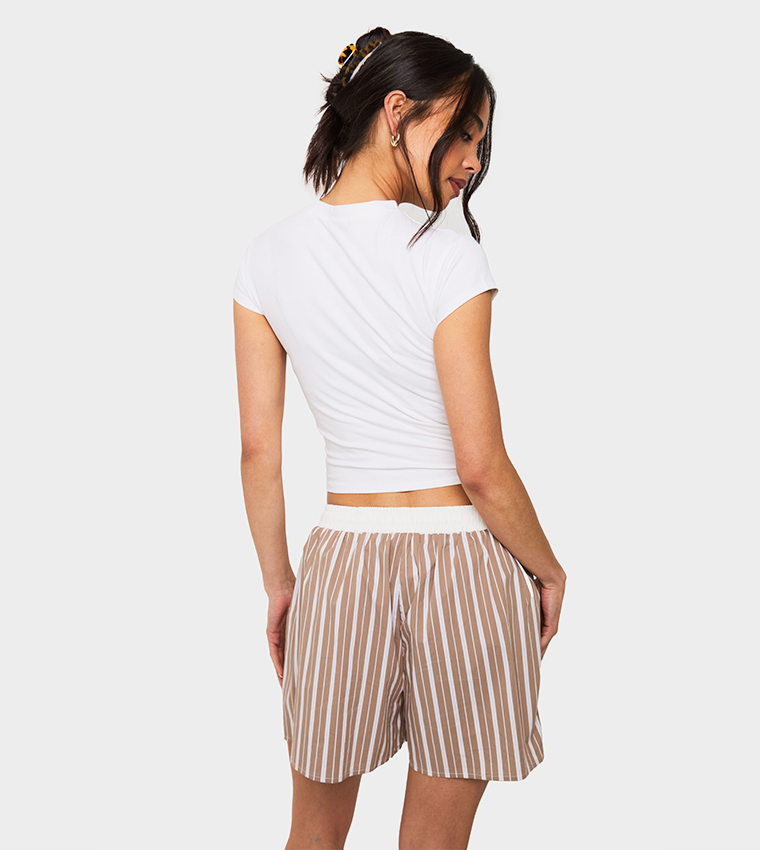 Printed Crew Neck Crop T-Shirt