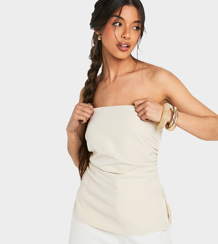بوهو  توبات بلا أكمام  - بيج Sleeveless Tops