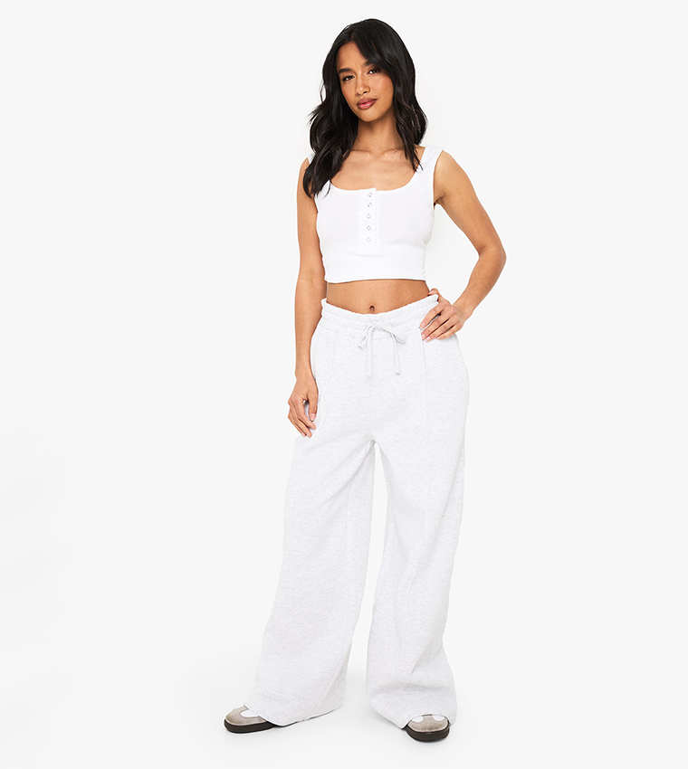 Petite Pintuck Detail Straight Leg Sweatpants