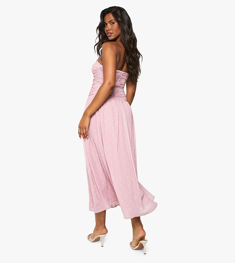 Chiffon Polka Dot Bandeau Midaxi Dress