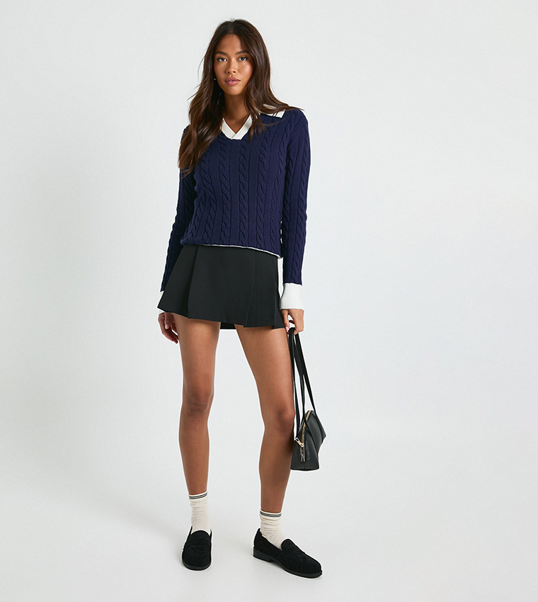 boohoo  V-neck Sweaters - Navy V-neck Sweaters