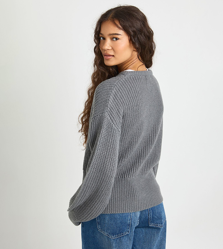 Toggle Button Crew Neck Knit Cardigan