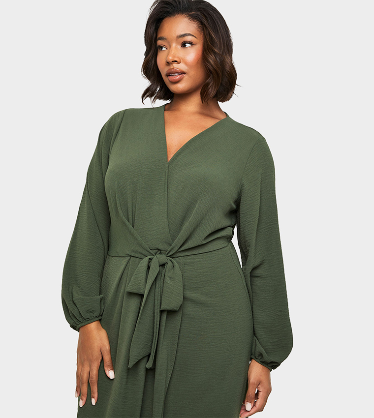 boohoo green dress plus size Buy Curve Textured Tie Detail Maxi In SID-2600418LDY