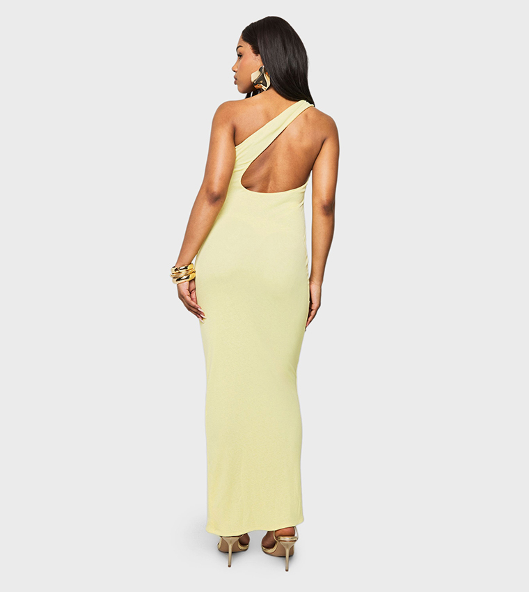 One Shoulder Open Back Maxi Dress