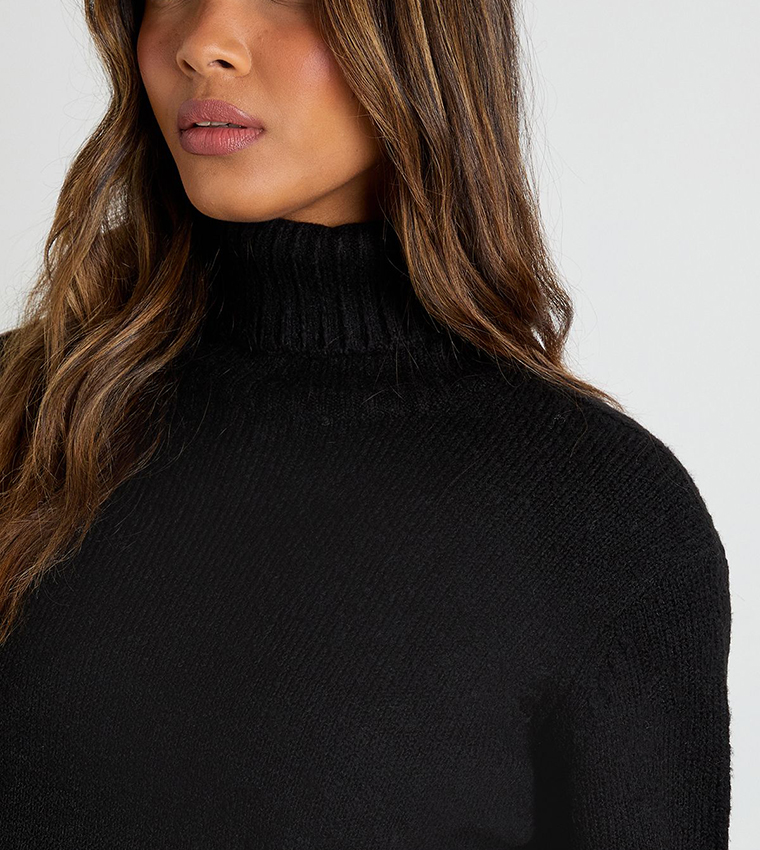 بوهو  سترات بياقة سلحفاة - أسود Turtle neck Sweaters