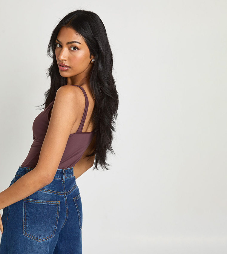 Square Neck Sleeveless Bodysuit with Removable Pad