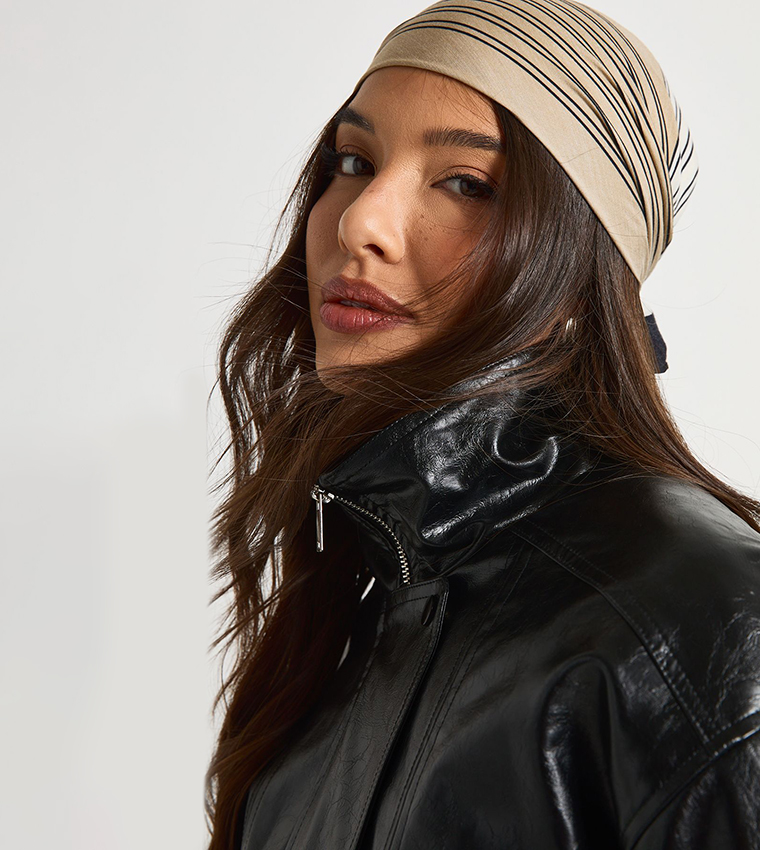 Teddy Lined Faux Leather Bomber Jacket